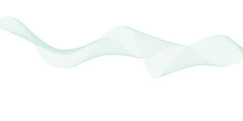 Abstract green lines on a white background. Modern technology wave design. Vector illustration.	