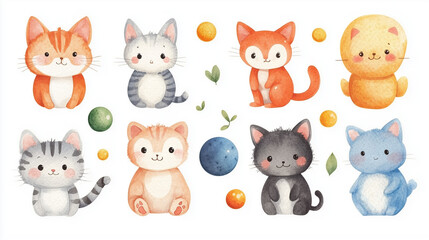 set of funny cartoon animals