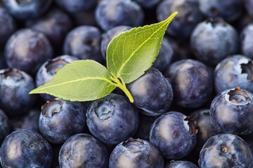 Fresh blueberries with leaves, great for food and nature scenes