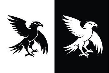 Osprey Bird Silhouette Vector Icon Black and White Background.