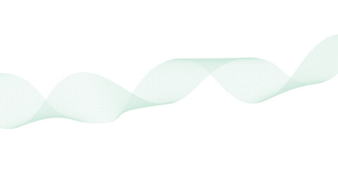 Abstract green lines on a white background. Modern technology wave design. Vector illustration.	