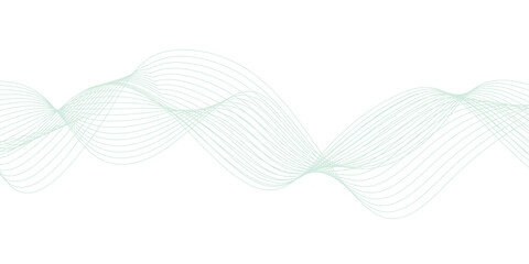 Abstract green lines on a white background. Modern technology wave design. Vector illustration.	