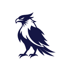 Osprey Bird Silhouette Vector Icon Black and White Background.