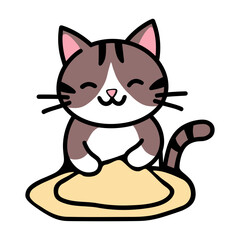 Cute Cat Kneading Dough Illustration