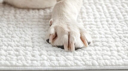 Freshly Groomed Dog Paw Resting on Soft Textured Mat