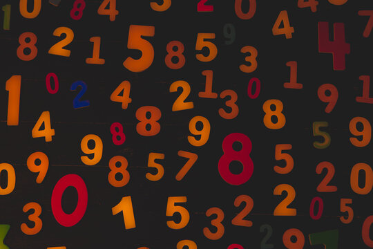 Abstract Mathematical Numbers on a Dark Background