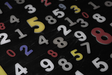 Abstract Mathematical Numbers on a Dark Background