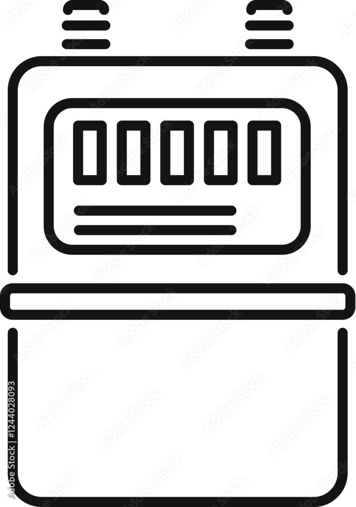 Poster simple domestic gas meter icon with usage levels and measurement display, ideal for utility and ener