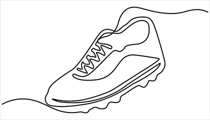 Casual sneakers shoes continuous one line drawing. Vector illustration of sneakers sports shoes in a continuous one line isolated white background
