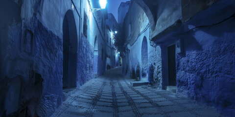 At night Under the light of the moon Chefchaouen t_004
