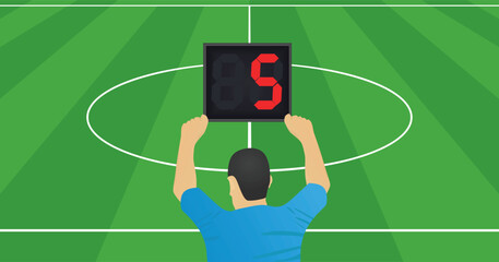 Referee hold panel with stoppage time. vector