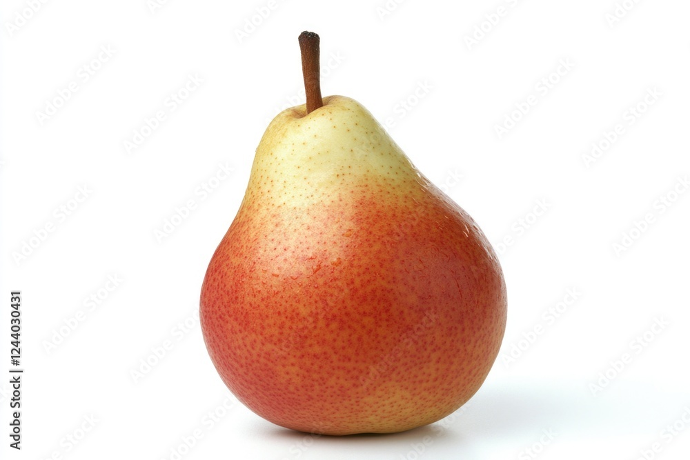 Poster a single red and yellow pear sits on a white surface, waiting to be eaten or used in a recipe