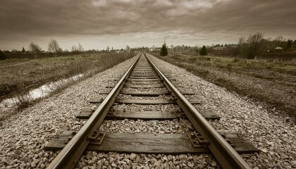 Fototapeta premium 흐린 날씨의 오래된 철길