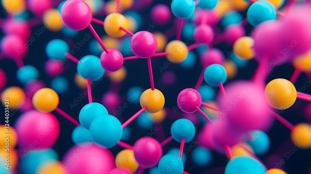 Aufkleber vibrant 3d rendering of molecular peptide structure in colorful digital art