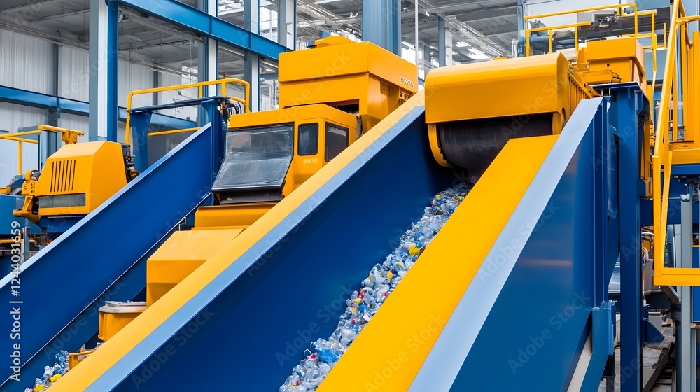 Poster automated plastic recycling plant with shredding and sorting machines