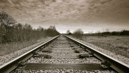 흐린 날씨의 오래된 철길