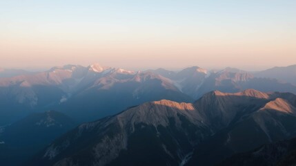 Fototapeta premium Scenic Mountain Landscape at Sunrise with Soft Light and Shadows