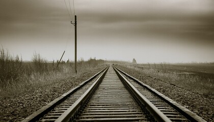 Obraz premium 흐린 날씨의 오래된 철길