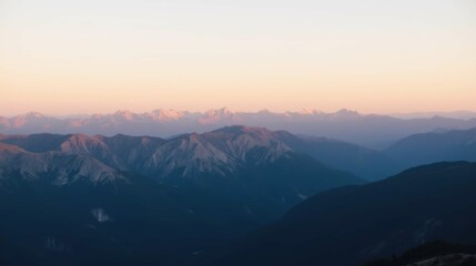 Obraz premium Serene Mountain Landscape at Sunset with Soft Color Gradients