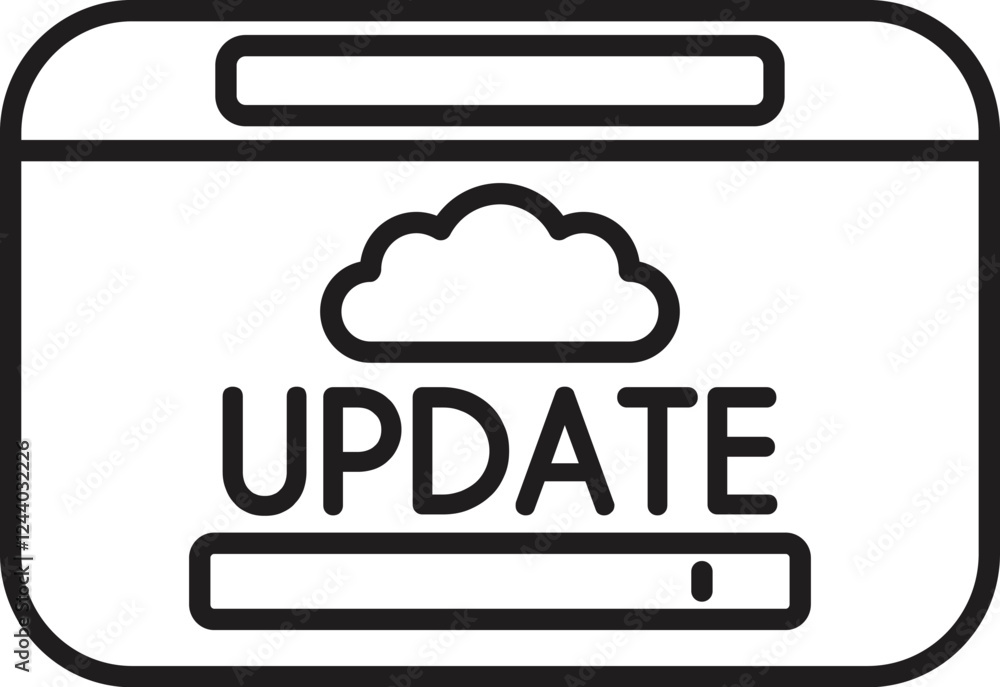 Poster software update installing from cloud computing server, progress bar showing update status