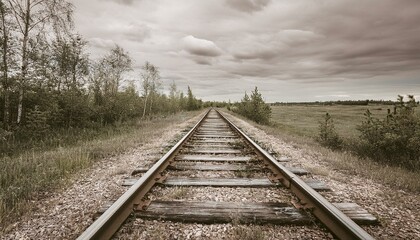 Fototapeta premium 흐린 날씨의 오래된 철길