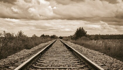 Fototapeta premium 흐린 날씨의 오래된 철길