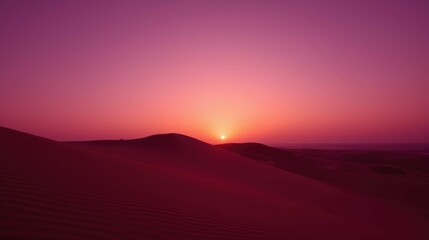 Obraz premium Serene Desert Sunset with Vibrant Purple Sky and Dune Silhouettes