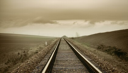Fototapeta premium 흐린 날씨의 오래된 철길