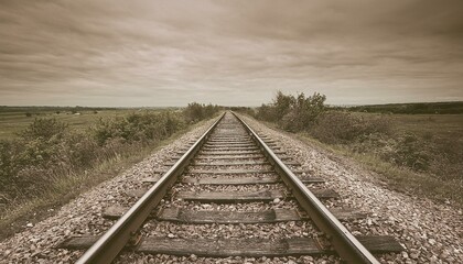 Obraz premium 흐린 날씨의 오래된 철길