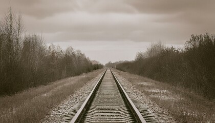 Fototapeta premium 흐린 날씨의 오래된 철길