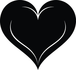 Warped Heart Black Silhouette Vectot Illustration Foe Valentines Day, Valentines Day Heart Sihouttee Vector Illustration, Herat Vector Illustration Isolated On White Background 