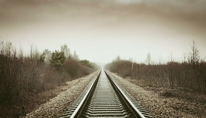 Fototapeta premium 흐린 날씨의 오래된 철길