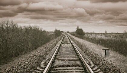 Fototapeta premium 흐린 날씨의 오래된 철길