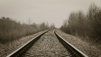 Fototapeta premium 흐린 날씨의 오래된 철길
