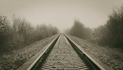 Fototapeta premium 흐린 날씨의 오래된 철길