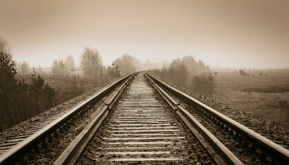 Fototapeta premium 흐린 날씨의 오래된 철길