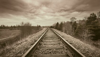 Fototapeta premium 흐린 날씨의 오래된 철길