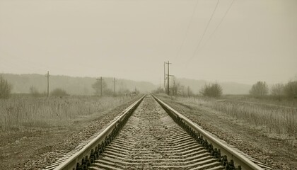 Obraz premium 흐린 날씨의 오래된 철길