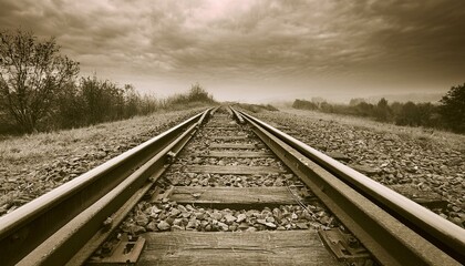 Fototapeta premium 흐린 날씨의 오래된 철길