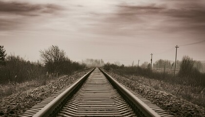 Fototapeta premium 흐린 날씨의 오래된 철길