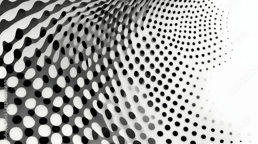 Poster mesmerizing halftone circles optical illusion abstract design on clean white background