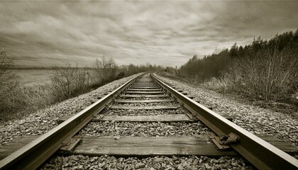 흐린 날씨의 오래된 철길