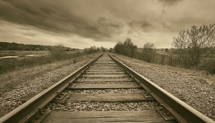Obraz premium 흐린 날씨의 오래된 철길