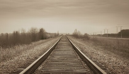 Fototapeta premium 흐린 날씨의 오래된 철길
