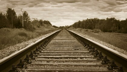 Obraz premium 흐린 날씨의 오래된 철길