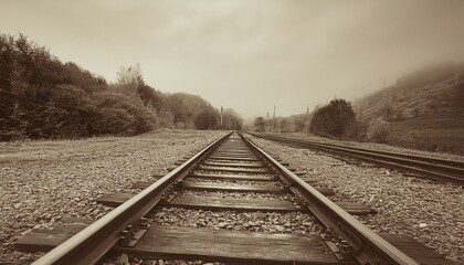 Fototapeta premium 흐린 날씨의 오래된 철길