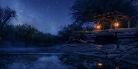 Obraz premium At night Under the starry sky Jacobs Well takes on_012