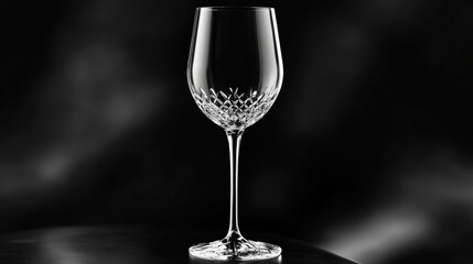 A single wine glass sitting on top of a table, great for use in still life photography or as a decorative element