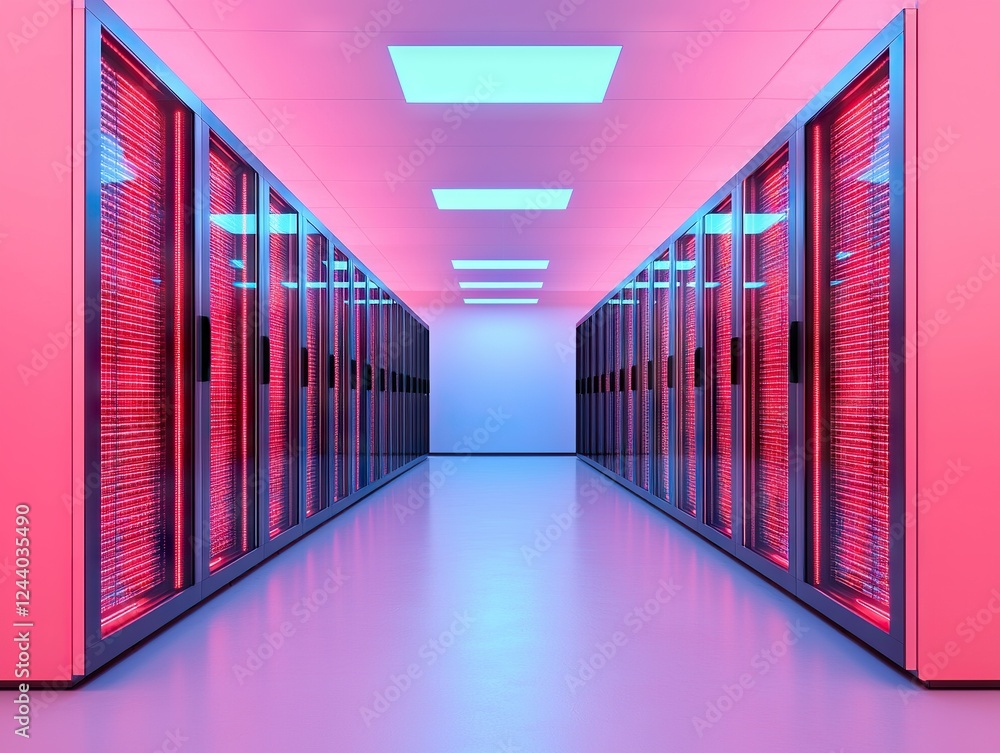 Poster data center operations overview modern facility digital infrastructure high-tech environment wide an