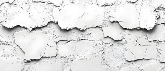 Obraz premium A close-up image of a weathered, peeling white wall with visible cracks and textures, creating a rustic and aged appearance.